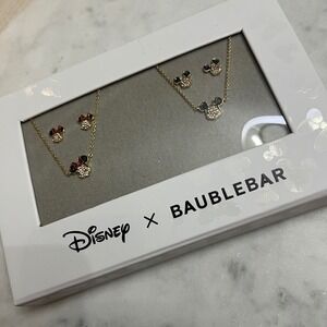 Disney‎ x BaubleBar Necklace Earrings Set Gift Mickey Minnie Mouse New Two Set